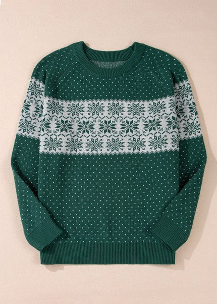 Plus Size Christmas Snowflake Crewneck Sweater