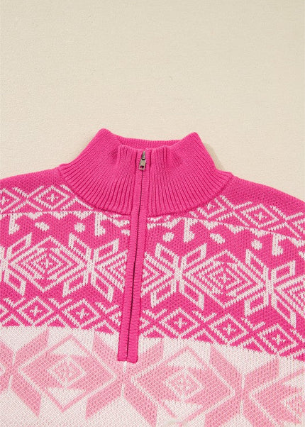 Christmas Snowflake Quarter Zip Collar