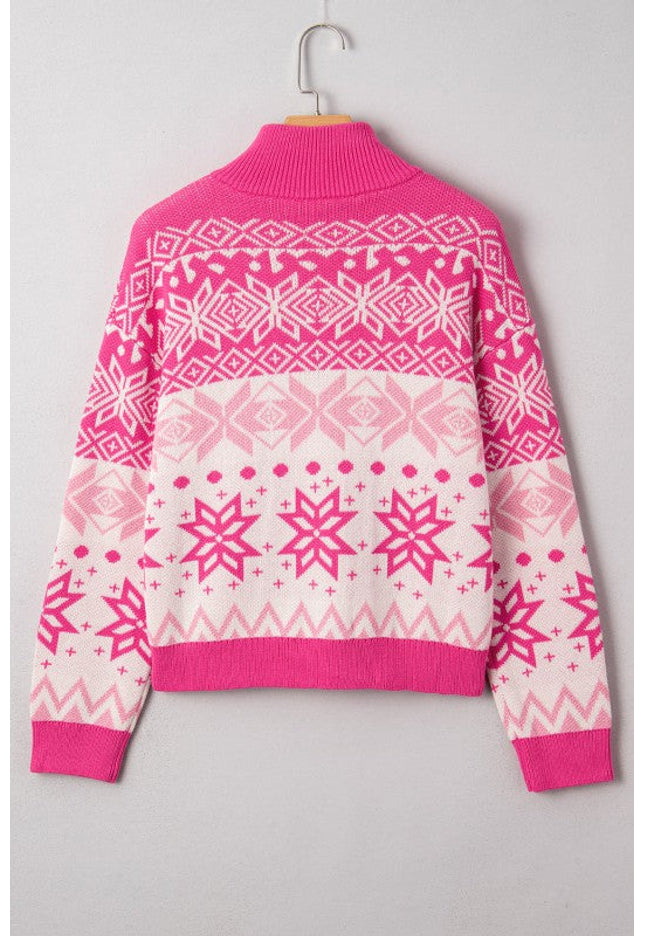 Christmas Snowflake Quarter Zip Collar