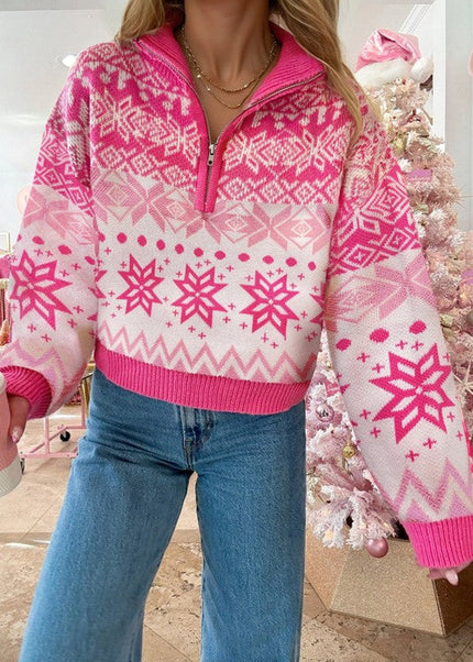 Christmas Snowflake Quarter Zip Collar