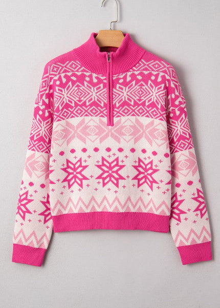Christmas Snowflake Quarter Zip Collar