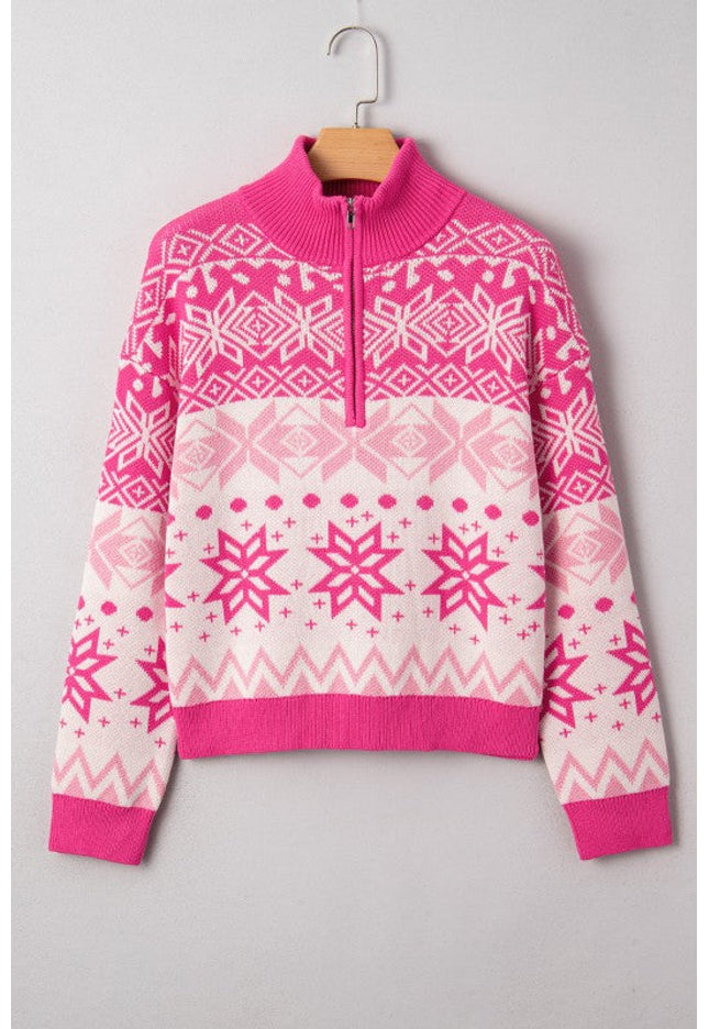 Christmas Snowflake Quarter Zip Collar