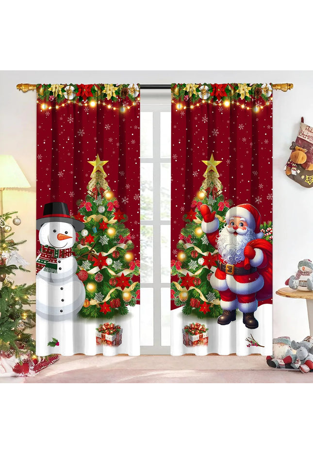 2pcs Christmas Curtain Merry Christmas Decoration for Home 2025 Xmas