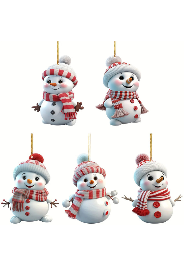 5pcs Acrylic Snowman Ornaments