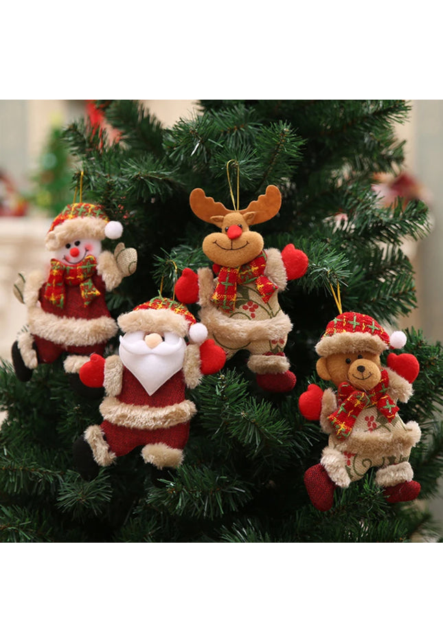 4pcs Merry Christmas Ornaments DIY Xmas Gift Santa Claus Snowman Tree
