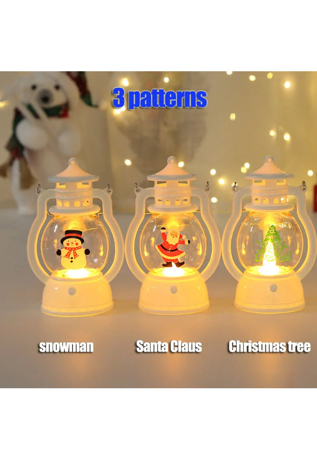 Portable LED Christmas Santa Claus Snowman Lanterns Indoor Decor