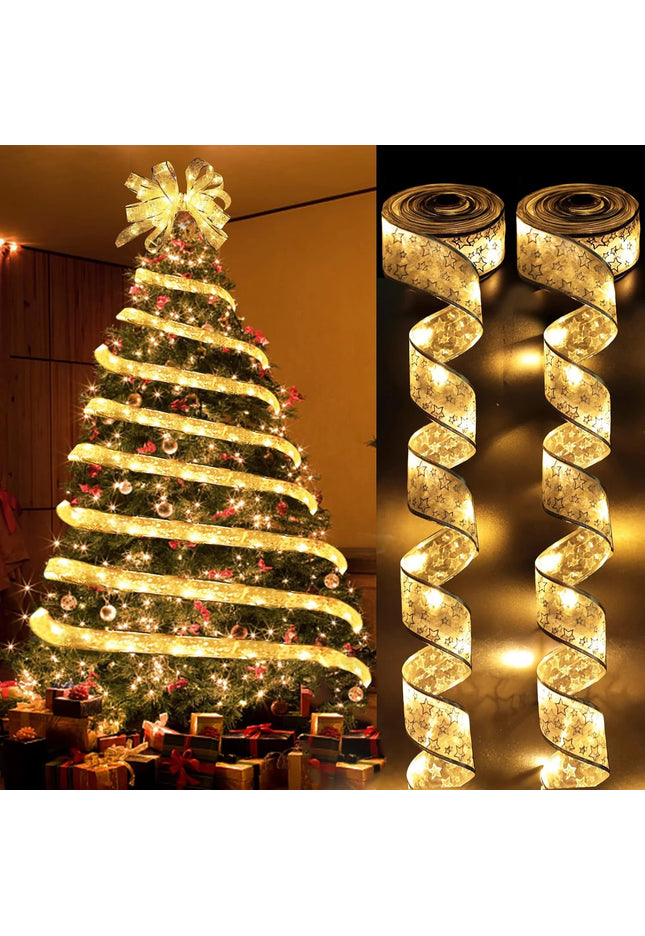 Christmas Ribbon Fairy Light Christmas Decoration DIY Bows String