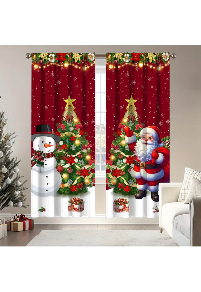 2pcs Christmas Curtain Merry Christmas Decoration for Home 2025 Xmas