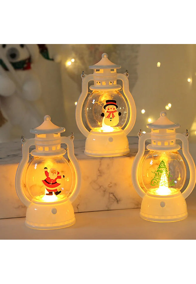 Portable LED Christmas Santa Claus Snowman Lanterns Indoor Decor
