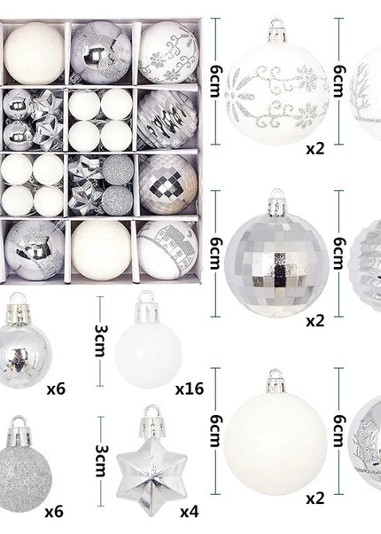 44Pcs 3/6CM Christmas Balls