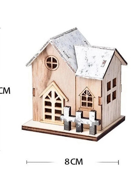 Christmas LED Light Wooden House Luminous Cabin Merry Christmas