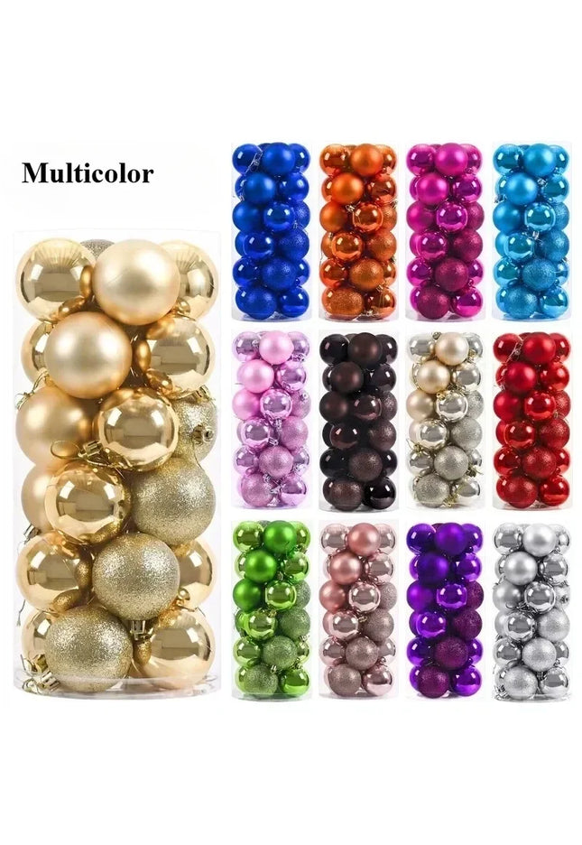 24Pcs 3/4/6CM Christmas Balls Big Ball Christmas Tree Pendant