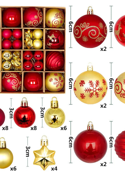 44Pcs 3/6CM Christmas Balls