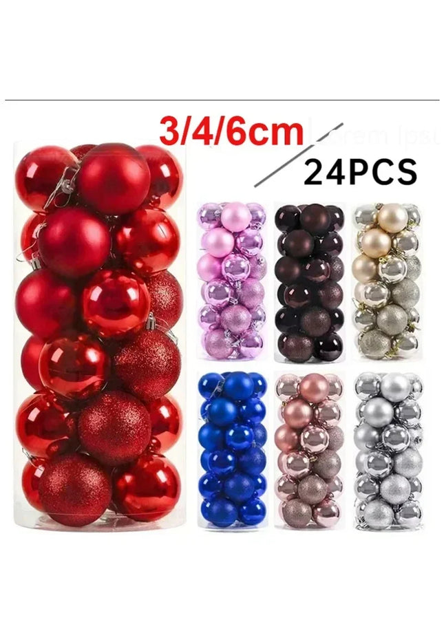 24Pcs 3/4/6CM Christmas Balls Big Ball Christmas Tree Pendant