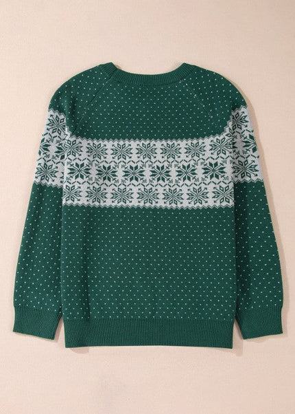 Plus Size Christmas Snowflake Crewneck Sweater