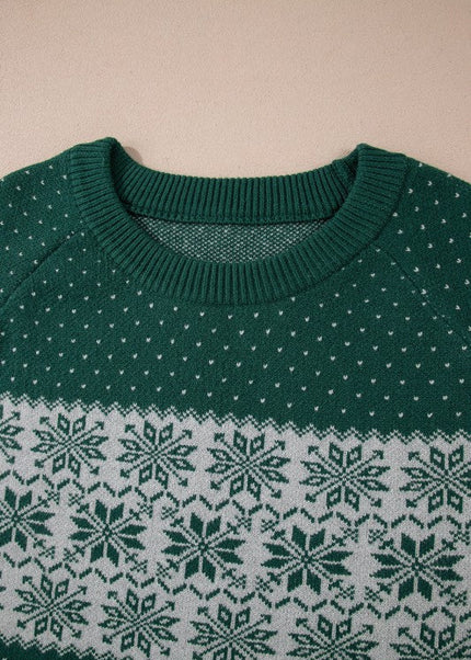 Plus Size Christmas Snowflake Crewneck Sweater